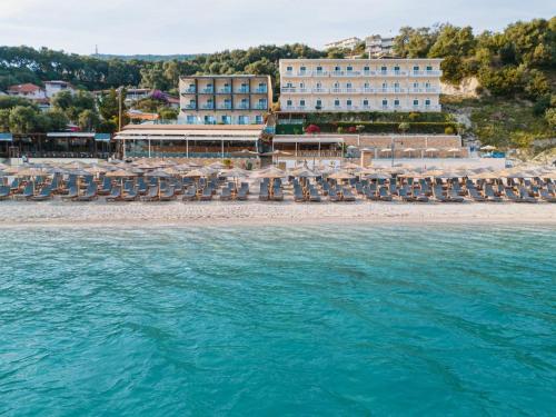 a view of a resort from the water at Ionion Beach Resort in Parga