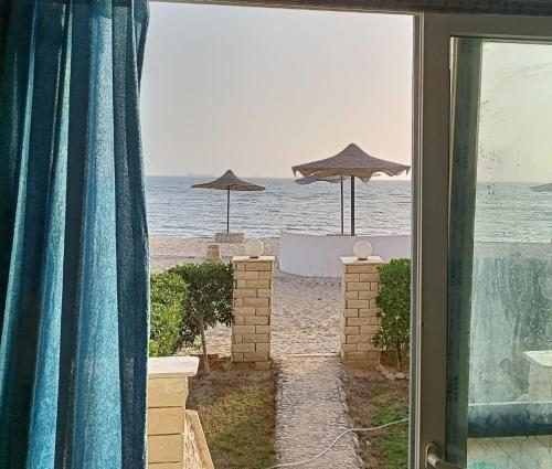 شاليه سياحي مكيف صف أول علي البحر مباشره ومكيف وبحديقه خاصه