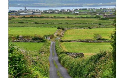 a dirt road in the middle of a field at Cliffs of Moher Hideaway in Liscannor