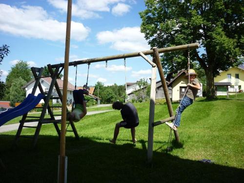 a group of people playing on a swing at Ferienwohnung Mühl in Zwiesel