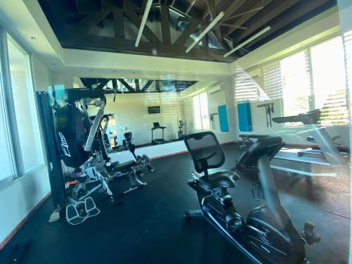 a gym with two treadmills and two ellipticals at 3 BR – Villa Coco at Lakeside Villas in Sabana