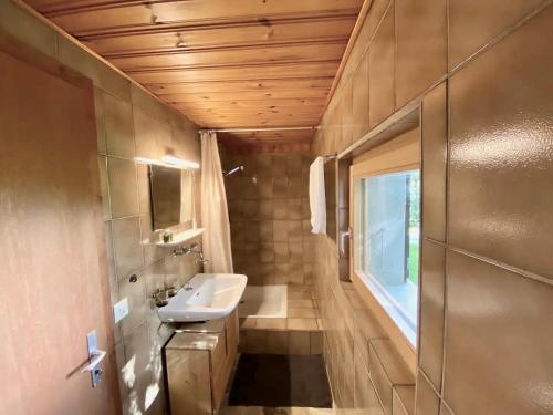 Vannituba majutusasutuses Eco Lodge with Jacuzzi and View in the Swiss Alps