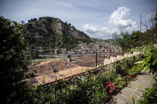 a view of a village on a mountain at Vista Boutique Hotel in Berat