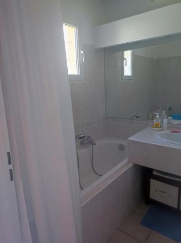 une salle de bain avec une baignoire et un lavabo dans l'établissement Villa plein soleil, à Valbonne
