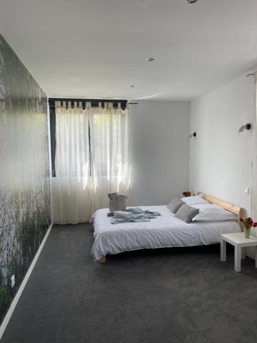 a bedroom with two beds in a room with white walls at Apartment 4 confort&modern in Arad
