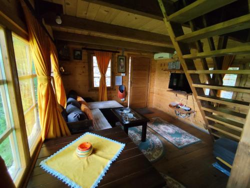 an overhead view of a living room in a cabin at Brvnara Fairy Tale in Cetinje