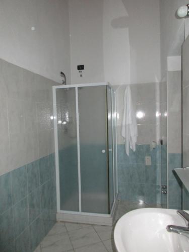 a bathroom with a shower and a sink at Agriturismo Rocca Dei Marchesi in Sabbio Chiese