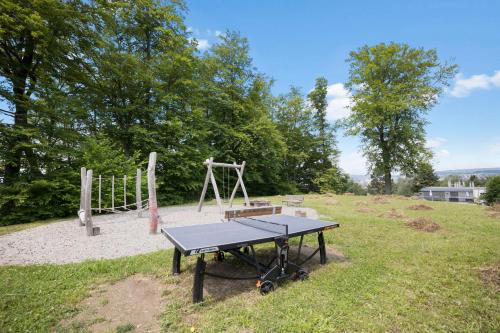 a ping pong table in a park with a playground at Exclusive spacious Apt. with garden in Zurich in Zürich