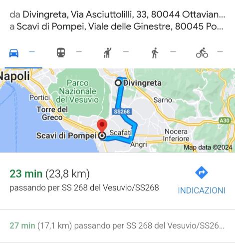 a screenshot of a google map with a red dot at Divingreta 1820 in Ottaviano