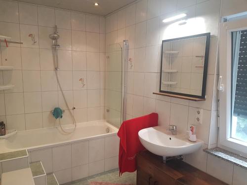 Koupelna v ubytování Ferienwohnung auf dem Land
