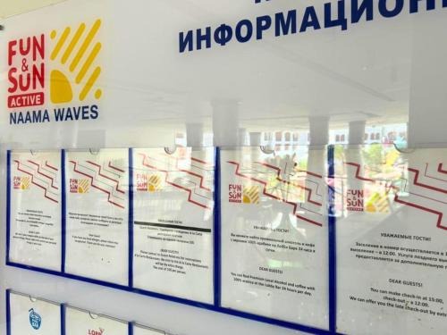 a display case in a building with signs on it at Fun & Sun Naama Waves in Sharm El Sheikh