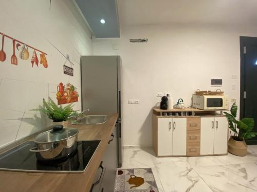 a kitchen with a sink and a stove top oven at RELUX ROMAGNA in Fiumana
