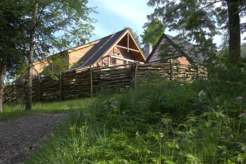 a log cabin in the woods with trees at Chata Baba Yaga in Ždiar