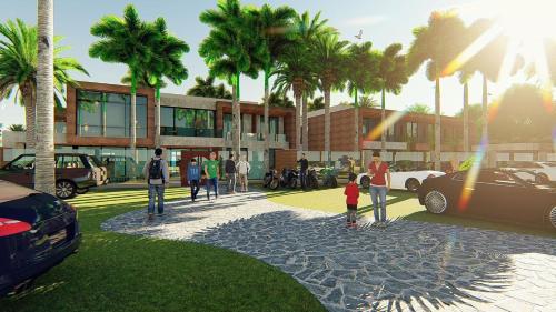 una representación de un aparcamiento con palmeras en Marino Beach Hotel en Cabo Frío