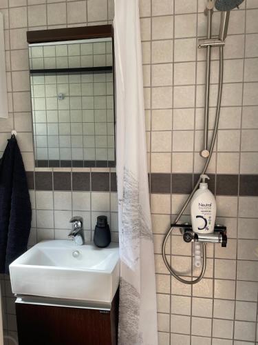 Ein Badezimmer in der Unterkunft Cozy private annex near bathing lake and 30 min. from Copenhagen