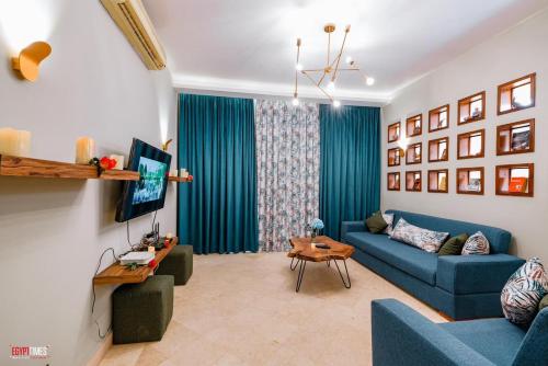 Uma área de estar em El Gouna 2 bedrooms apartment South Marina Ground Floor