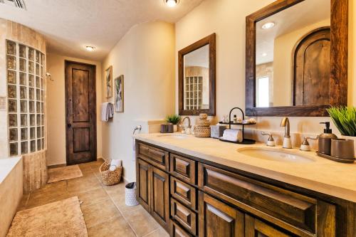a bathroom with a sink and a mirror at Bella Sirena Condo 201-E - Elegant Condo with Sunrise Sea Views in Puerto Peñasco