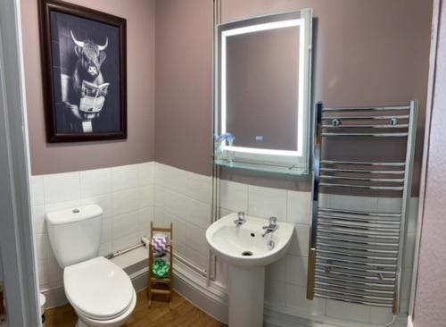 La salle de bains est pourvue de toilettes et d'un lavabo. dans l'établissement The Crafty Cow, à Bristol