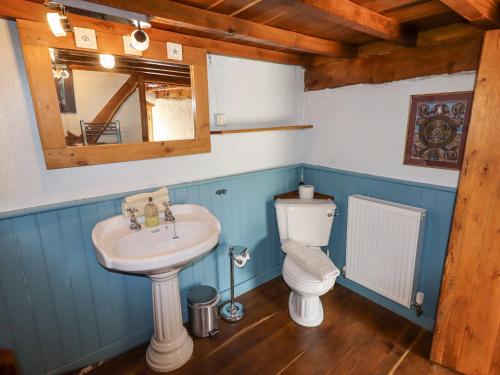 a bathroom with a sink and a toilet at The Shippon in Conwy