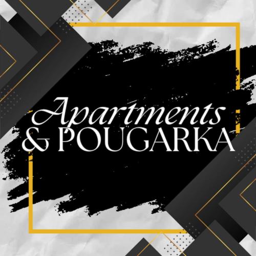 a sign with the words apartments and pucania at Pougarka Apartments in Jajce