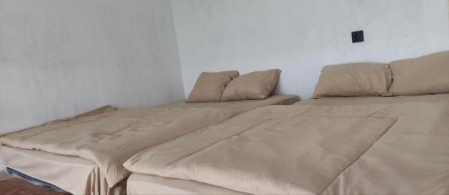 a bed and a couch in a room at Penginapan Homestay Sikunir - Bukit Bintang Dusun Musilan in Kejajar