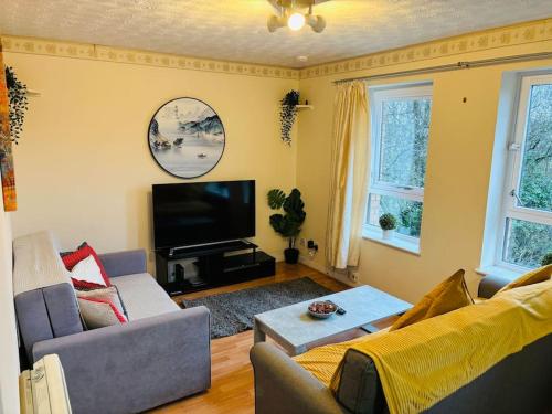 TV a/nebo společenská místnost v ubytování Edinburgh Two Bedrooms Apartment with Free Parking