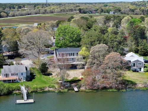an aerial view of a house on the water at 40 - 4BR Lakeview - Lakeside retreat near GJK View in Yarmouth