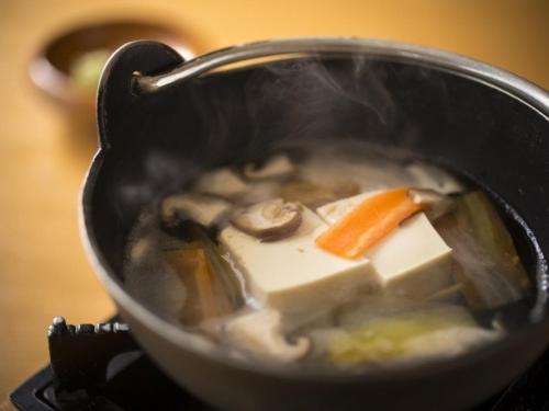 木曽町にあるつたや季の宿　風里の豆腐とニンジンのスープ