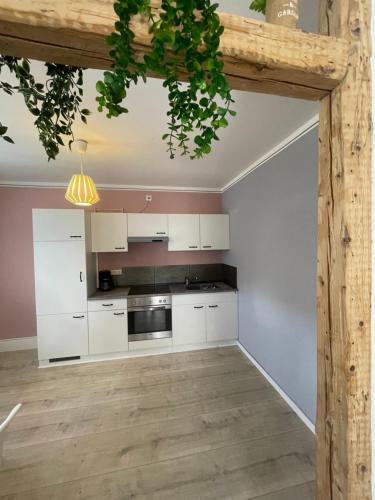 Una cocina o zona de cocina en Apartmenthaus Elbblick