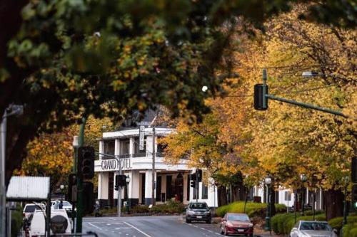 a street with a traffic light in front of a building at Gloria of Healesville in Healesville