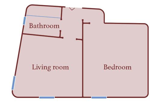 a floor plan of a living room and a bedroom at Palazzo d'Assi - Guest house in Monforte dʼAlba