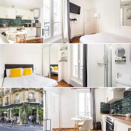 un collage de photos d'une cuisine et d'une chambre dans l'établissement Cocoon in the heart of Batignolles | By Airnest, à Paris