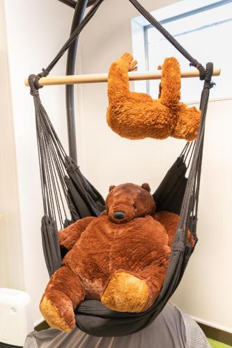 a brown teddy bear sitting in a hammock at GranGiorno HAKONE Kowakidani in Ashinoyu