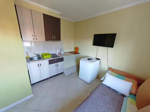 Kuchyň nebo kuchyňský kout v ubytování Apartments Popovic