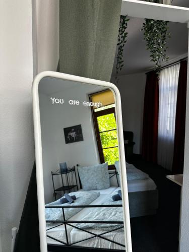 Postel nebo postele na pokoji v ubytování Maisonettewohnung im Loft Stil mit wunderschöner Terrasse