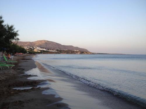 a view of the shore of a beach at Family sea view apartment near the beach in Makry Gialos