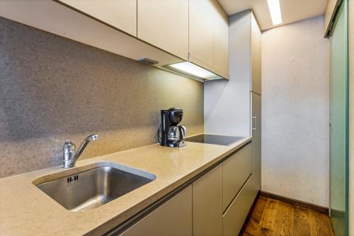 a kitchen with a sink and a counter top at Rembrandt Glv in Wenduine