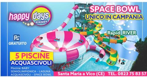 a flyer for the space bowl amusement park with a roller coaster at b&b Santa Maria in Santa Maria a Vico