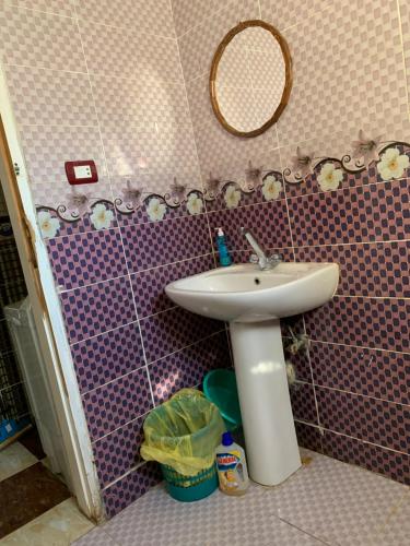 uma casa de banho com um lavatório e um espelho em The Way Hostel 4 persons Room em Dahab