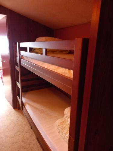 une chambre avec deux lits superposés dans l'établissement Studio Praz de lys, à Taninges