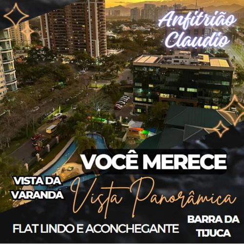 a view of a city with buildings in the background at Flat com Vista Panorâmica -15- na Barra da Tijuca - Estacionamento Gratuito - Frigobar - Ar condicionado - Piscina - Academia - Balsa para Praia Grátis - Varanda - Vista Parcial Mar e Lagoa in Barra da Tijuca