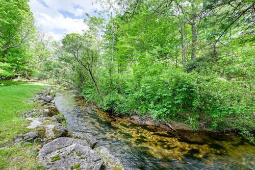 a stream of water with trees and rocks at Highlands Cabin on Buck Creek about 8 Mi to Town! in Highlands