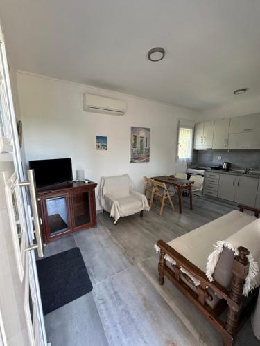 Postel nebo postele na pokoji v ubytování Seashore house Makri