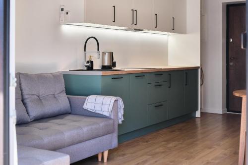 Kuchyň nebo kuchyňský kout v ubytování Vėjų Vėjai