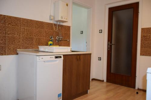 Begunje pri Cerknici的住宿－Apartma narava，厨房配有水槽和台面