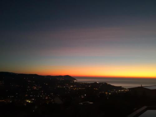 a view of the sunset from the observatory at Casa Leonardo a Poggi in Imperia