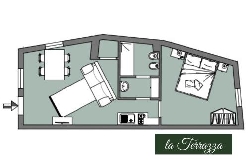 a floor plan of a small apartment with a room at Il Borghetto Vacanze nei Mulini in Valeggio sul Mincio