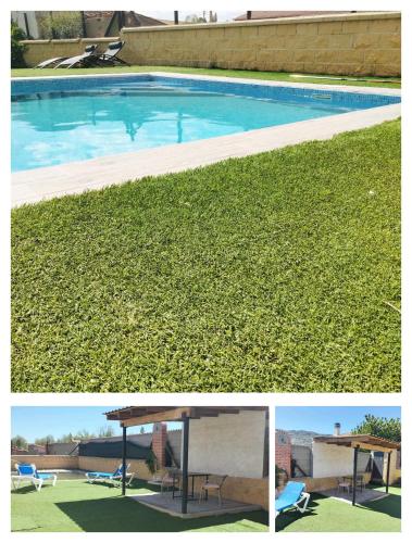 a collage of two pictures of a swimming pool at LOS SUEÑOS DE JAVIER in Robledillo