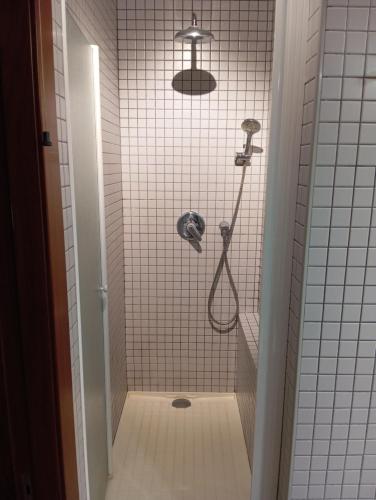 ein Bad mit einer Dusche in der Unterkunft Casa El Angel Loft Denia centro con parking in Denia