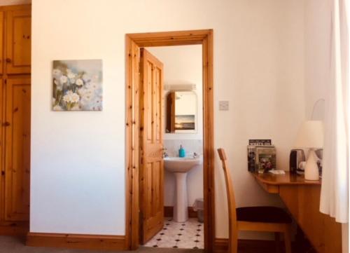 a bathroom with a sink and a toilet at Errisbeg Lodge Bed + Breakfast in Roundstone